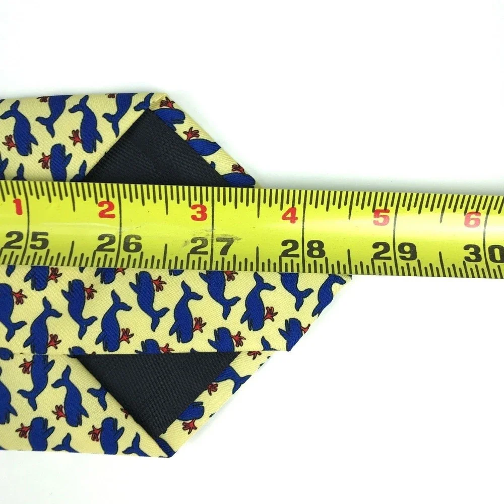 Utopia Tie Handmade Yellow Blue Whale Animal Pattern Ocean Sea Life Necktie 57